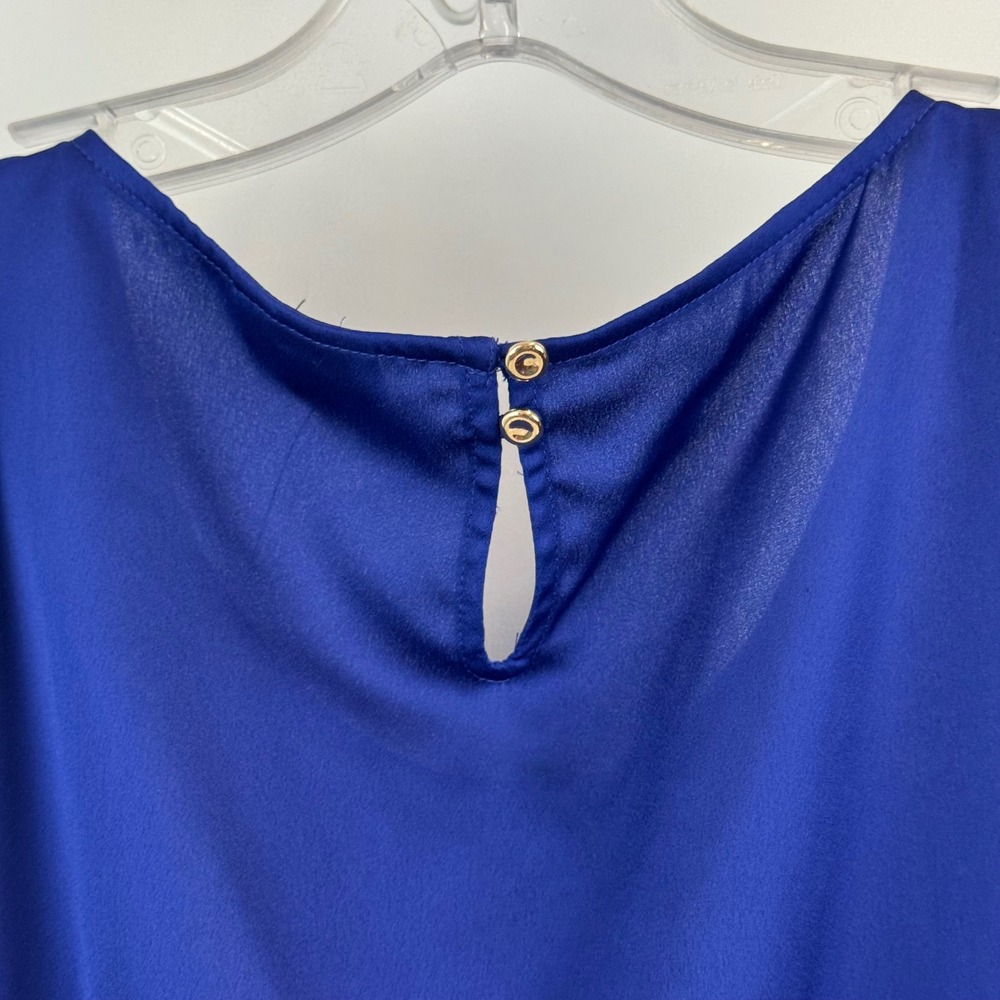 Talbots Petites Blue Pleated Neck Sleeveless Shell Blouse Top PL NWT - Picture 12 of 12